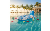 Ice Container Hole Inflatable Pool Lounger Built-in Backrest Inflatable Lounger Raft Foot Rest Floating Lounge Chair Mesh Seat for Adults