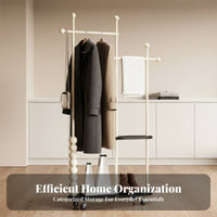 Rolling Clothes Rack Movable with Wheels Wheeled Multi-Level Hanging Rail Portable Garment Stand for Renters, Students, Laundry Room, Entryway, Studio