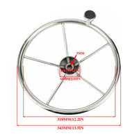 Boat Steering Wheel with Turning Knob Polished Finish Stainless Steel Steering Wheel Finger Grips for Pontoon