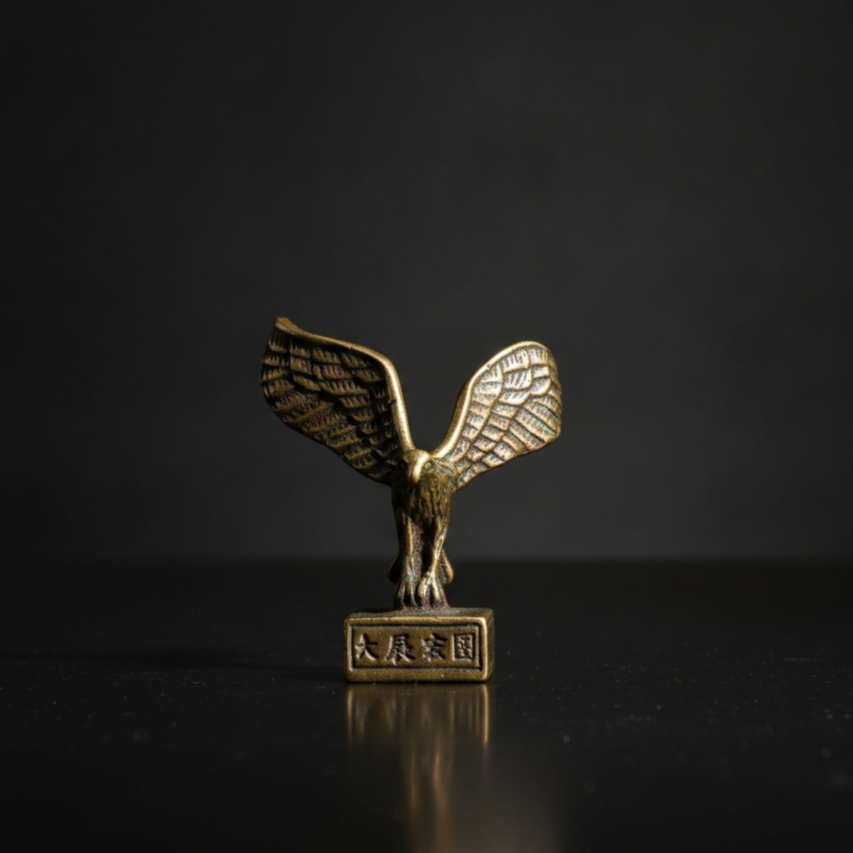 Brass Avian Sculpture Figurine Antique-Style Eagle Figurine with Rectangular Base Small for Collectors, Tea Lovers, Office Desk, Bookshelf