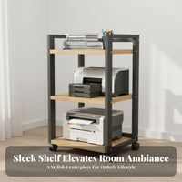 Heavy Duty Audio Equipment Stand Sturdy Construction Adjustable Shelf Unit on Wheels Easy Assembly Multi-Tier Rolling Rack Space Saving for Audiophiles, Living Room, Kitchen