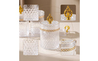 3 Pieces Faceted Canister Set with Tray Stylish Glass Jar with Tray Clear Canisters Fresh for Pantry