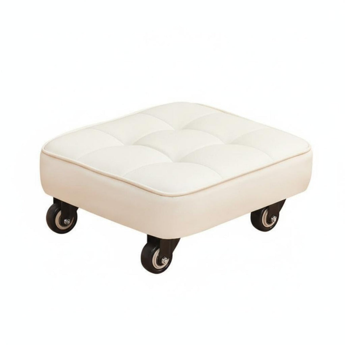 360-Degree Mobility Low-Height Roller Seat Multi-Purpose Tufted Roller Ottoman Silent Wheels Rolling Stool Stable and Sturdy for Beauticians, DIY Enthusiasts, Living Room, Beauty Salon, Entryway, Playroom