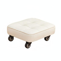 360-Degree Mobility Low-Height Roller Seat Multi-Purpose Tufted Roller Ottoman Silent Wheels Rolling Stool Stable and Sturdy for Beauticians, DIY Enthusiasts, Living Room, Beauty Salon, Entryway, Playroom