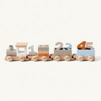 Wooden Birthday Train Educational Number Train Toy Stackable Colorful for Toddlers, Playroom, Nursery