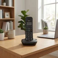 Numeric Keypad DECT Phone Compact Handset and Base Small Display Desktop Cordless Phone Black