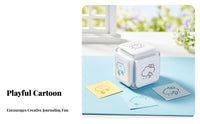 Cute Notebook Stamp DIY Fun 6-Sided Cube Stamp Stationery Supply Great Gift for Students, Planner Decoration, Scrapbooking