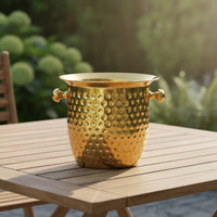 Ice Bucket Gold Ice Container Bucket with Handles Stainless Steel Beverage Chiller for Restaurant