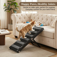 Dog Ramp for Bed and Sofa with Portable Foldable Design, Adjustable Height for Elderly Small Pets, Sturdy Steps for Couch Access