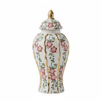 Porcelain Vase Floral Pattern Lidded Display Jar Decorative Lid Home Decor