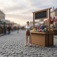 1:64 Scale Female Vendor Figure Hand Painted 1/64 Scale Woman Figure Handmade Miniature Chef Model for Hobbyists, Dioramas