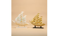 Layered Sailboat Statue with Base Engraved Sailboat Sculpture Elegant Sailing Boat Ornament Modern for Homeowners, Art Collectors, Living Room, Office, Entryway, Display Cabinet