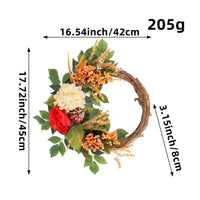 Pumpkin Flower Wreath Ready to Hang Autumn Harvest Wreath Farmhouse Style for Porch