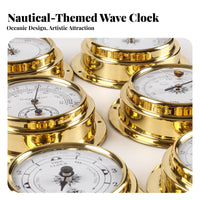 4 Pieces Pressure Gauge Thermometer Hygrometer Clock Set Wall Mount Pressure Gauge Thermometer Hygrometer Clock Oceanic Climate