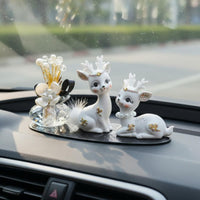 Glittering Rhinestone Deer Car Ornament Non-Damaging Safe Journey Deer Ornament Compact Size Cute Car Interior Decor Lightweight for Women, New Drivers, Couples, Center Console