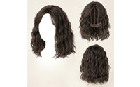 Layered Shoulder Length Curly Hairpiece Voluminous Synthetic Wavy Hairpiece Breathable Mesh Beauty Accessory Natural-Looking