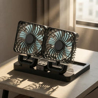 360-Degree Rotation Two-headHead Car Fan Shielded Grille Solar-Powered Fan