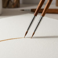 2 Pieces Numbered 8 and 10 Needle Tip Brush Brown Bristles Wood Handle Brush Metal Ferrule Art Supply Double Pack