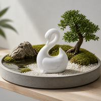 Mini White Porcelain Swan Figurine for Micro Landscape and Aquarium Decor