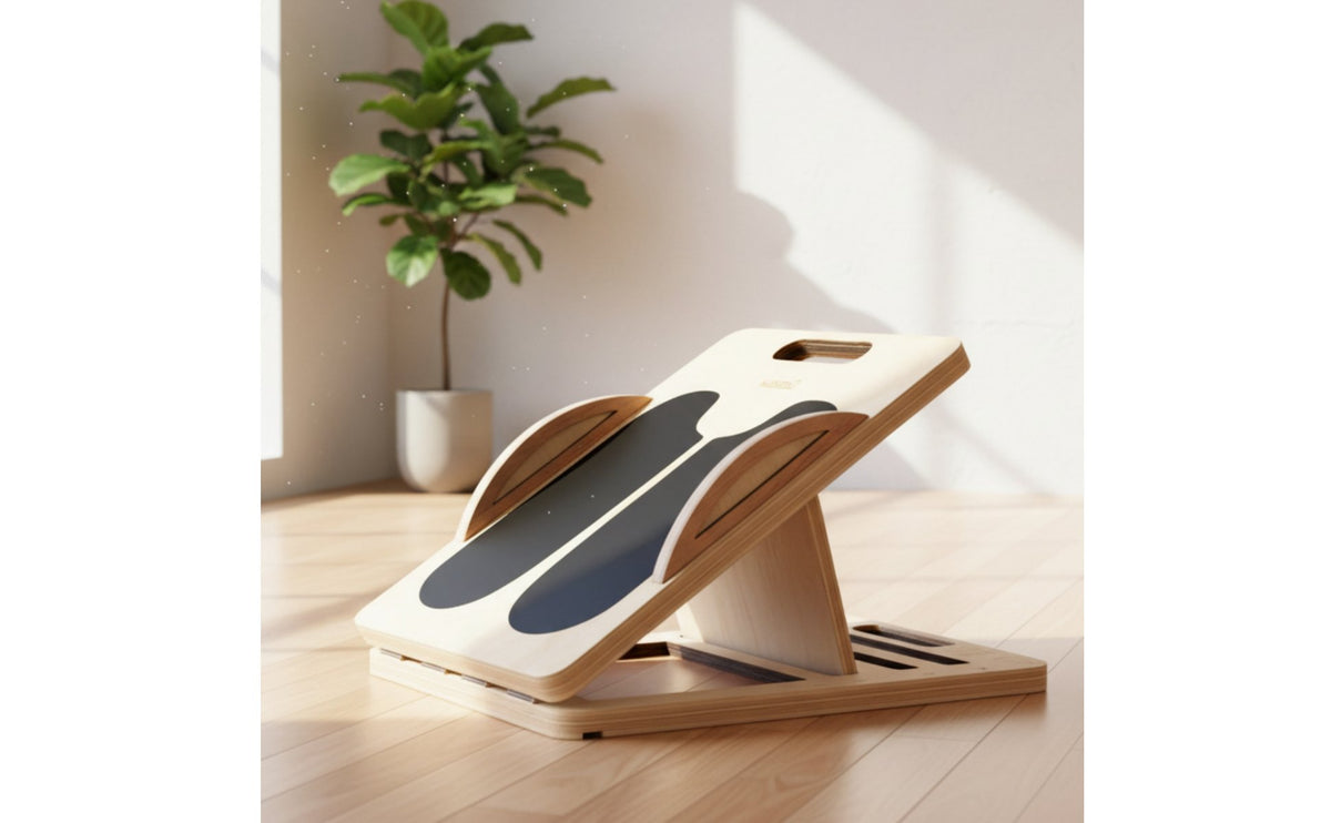 Adjustable Wooden Slant Board Solid Wood Calves Stretcher Board Reinforced Hinge Wooden Foot rocking for Physical  , Home Gym