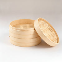 2 Pieces Bamboo Steamer with Lid Woven Bamboo Steamer Round for Chefs