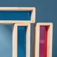 36 Pieces Wooden Blocks with Acrylic Transparent Rainbow Block Stackable Wooden Building Piece Set for Toddlers, Kids, Playroom