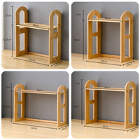 Desktop Bookshelf Versatile Bamboo Desk Shelf Movable Divider Tabletop Book Rack for Home Office