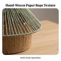 Woven Paper Rope Lampshade Aesthetic Paper Rope Lamp Shade Handmade Imitation Rattan Pendant Shade for Bedroom, Living Room, Study