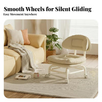 Quiet Scratch-Proof Wheels Upholstered Roller Seat with Backrest High-Density Foam Cushion Cushi Single D Caster Stool with Backrest 360° Swivel Mobile Seating Easy to Clean for Children, Hobbyists, Living Room, Bedroom, Home Office, Playroom