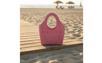 Perforated Tote Simple to Clean Tote with Oval Handle Breathable Beach Bag for Pool, Shower