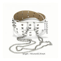 Streetwear Studded Belt with Chain Goth Punk Belt with Chain Rock Metal for Everyday Wear