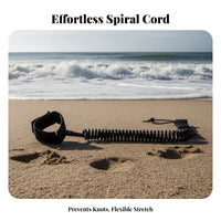 Padded Coiled Ocean Leash TPU Elastic Coiled SUP Leash Hook-and-Loop Water Sports Gear Metal Swivel