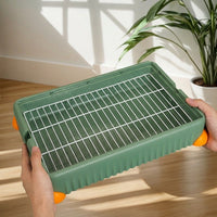 Extra Large Litter Tray and Guinea Pig Litter Tray, Bunny Toilet Tray with Removable Grate, Square Basin for Chinchillas and Hamsters