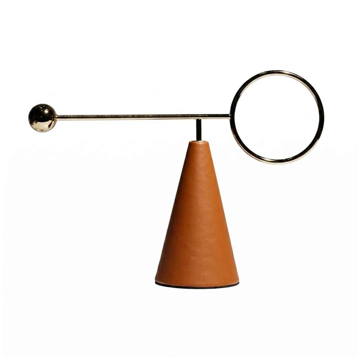 Leather and Metal Ornament Modern Metal Decor Sculpture Circlet Detail for Living Room, Display Area
