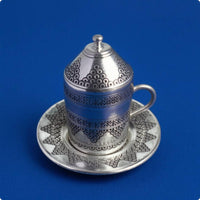 Lid Included Turkish Coffee Cup Engraved Coffee Cup and Saucer Embossed Tableware Geometric