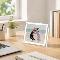 Clear Acrylic Photo Frame, Freestanding Desktop Photo Frame, Frameless Photo Block Frame, Double Sided Display for Family