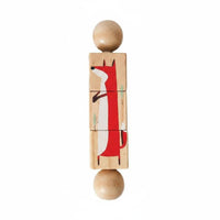 Early Learning Rotating Creature Block Game Hand-Eye Coordination Wooden Rotating Rattle Educational Creature Rotate Blocks Easy to Hold for Babies, Toddlers, Nursery, Preschool