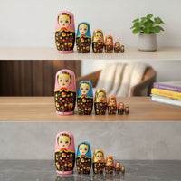 Hand-Painted Nesting Doll with Six Layers Wooden Russian Nesting Doll Stackable Compact for Collectors, Kids, Gift Box