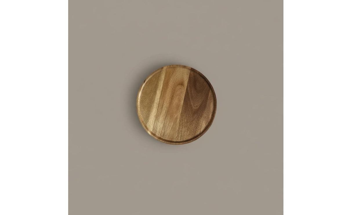 Round Wooden Tray Multi-Versatile Circular Food Platter Smooth Finish Wooden Tea Coaster for Hotel, Restaurant