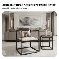 Modern Chinese Design 3-Seater Straight Sofa sturdy Wood Frame Upholstered 3-Seater Sofa Luxury artistic Couch textile Upholstery for homeowners, Families, Apartment Dwellers, Living Room, Villa, Lounge Area, Bedroom