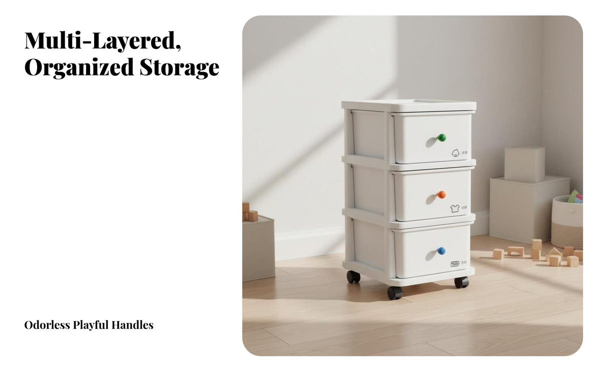 Movable with Wheels Rolling Storage Cart Easy Mobility Plastic Rolling Storage Cart Space-Saving Design Mobile Organizer Unit Large Capacity for Homemakers, Office Workers, Living Room, Playroom, Bedroom, Nursery