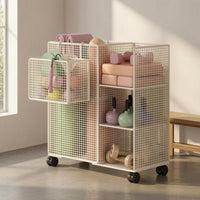 Metal Mesh Cart Tall Mesh Storage Trolley Rust-Resistant
