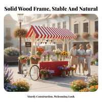 Solid Wood Frame Foldable Wooden Market Stall Easy Assembly Foldable Market Stall Lightweight Portable Vendor Booth Spacious Countertop for Crafters, Small Business Owners, Event Organizers, Night Markets, Street Fairs, Advertising Al Events, Craft Shows
