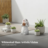 Automatic On/deactivate Solar Rabbit Statue Cute Design Bunny Garden Light Waterproof for Patio, Pathway