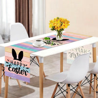 Easter Table Runner Festive Design Bunny Gnome Table Runner Lively Printing Studio Decoration for Party Hosts, Homeowners, Kitchen, Home