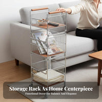 Easy to Move 2-Tier Rolling Side Table Retro Design 2-Tier Rolling Organizer Multifunctional Storage Trolley Large Capacity for Apartment Dwellers, Homeowners, Living Room, Bedroom, Dining Area, Home Office