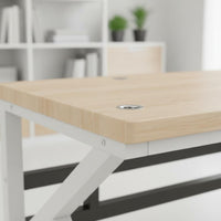 Study Desk Space-Saving Home Office Desk Furniture Reinforced Support Bar Rounded Corners for Bedroom, Small Apartment