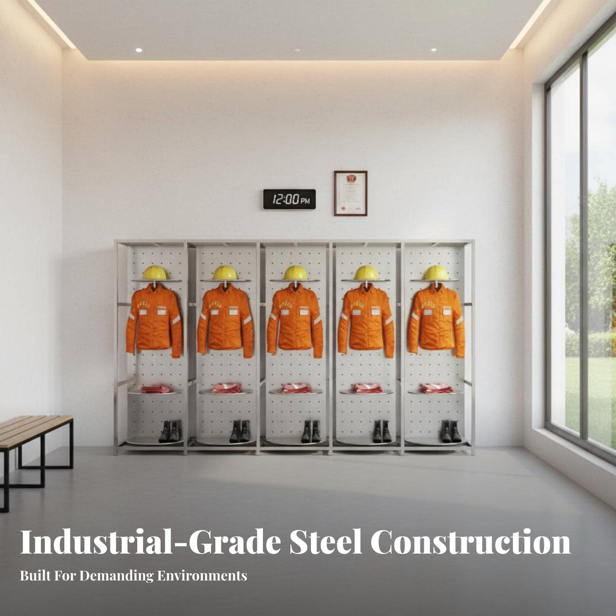 Rotating Fire Suit Stand Stable and Sturdy Firefighter Uniform Rack Rust-Resistant Double-Sided Equipment Rack for Firefighters, Crisis Teams