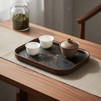 Chinese Style Tea Serving Tray warps Resistant Storage Tray Vintage Design Tableware Serving Platter for Living Room