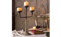Iron Candelabra Antique Finish Rustic Candle Candelabra Stable Base Home Decor for Tabletop
